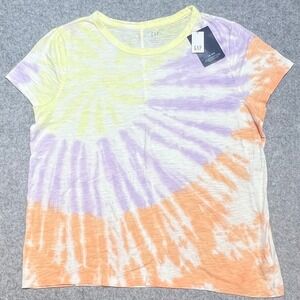 NWT Gap ForeverSoft T-Shirt Womens XL Tie Dye Yellow Purple Orange Short Sleeve